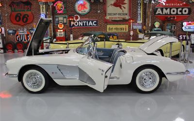 Photo of a 1958 Chevrolet Corvette Convertible Snowcrest White Blue Interior 230HP “just IN” for sale